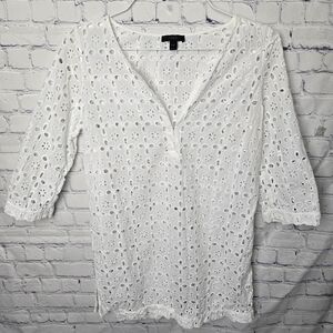 J. Crew White Eyelet Swimsuit Pool Or Beach Cover-up Size XXS